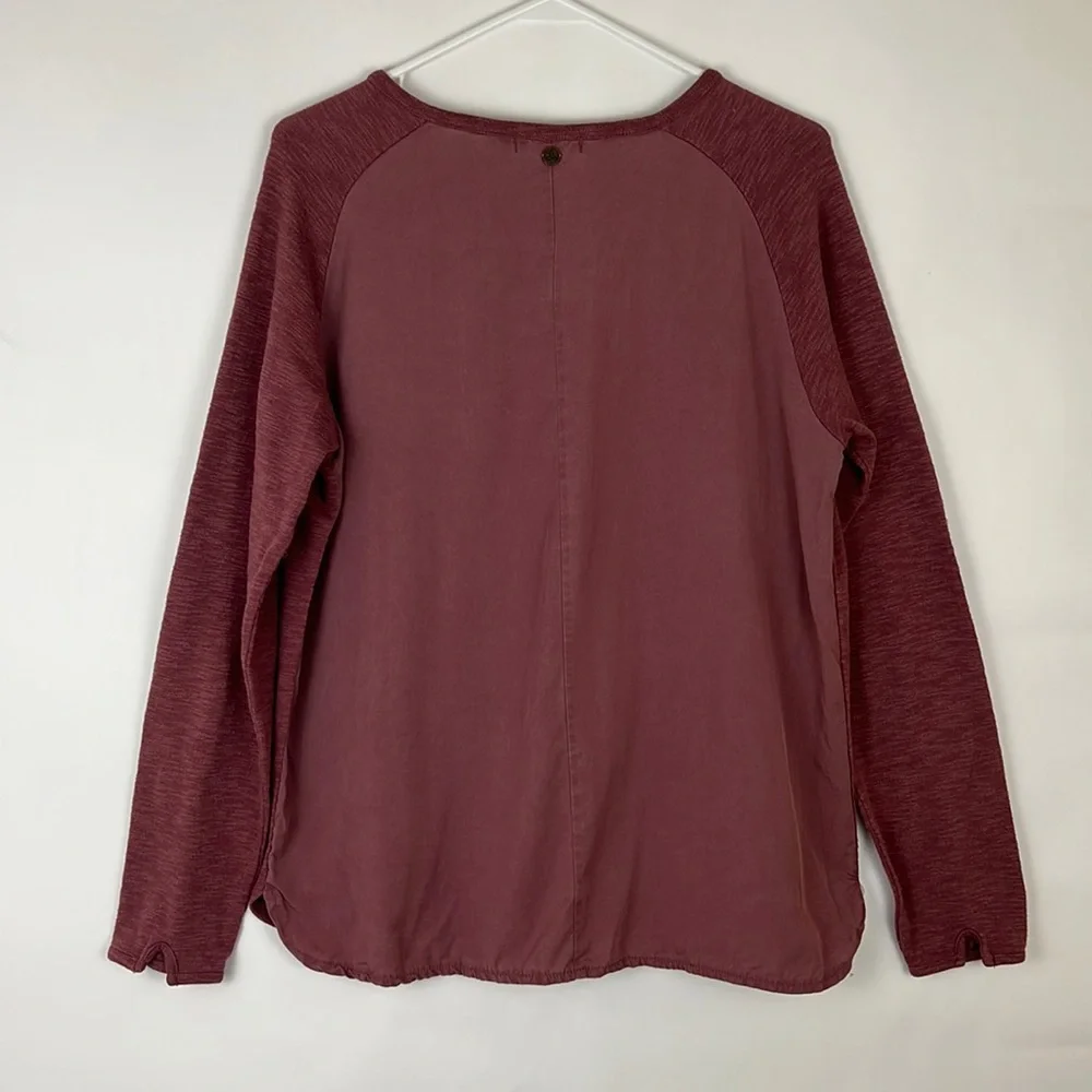 PRANA women’s Hensley Henley brandy red organic cotton long sleeve top M - Picture 2 of 10